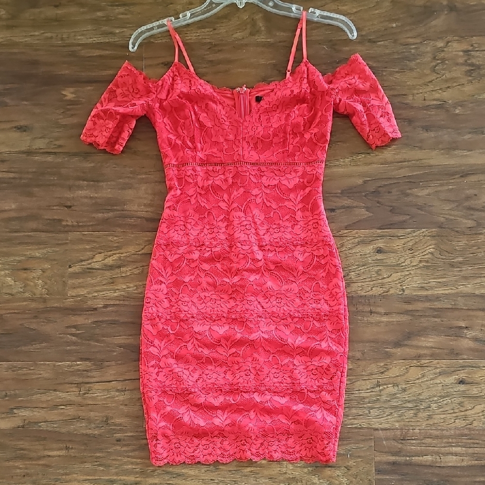 Guess Coral Lace Mini Dress